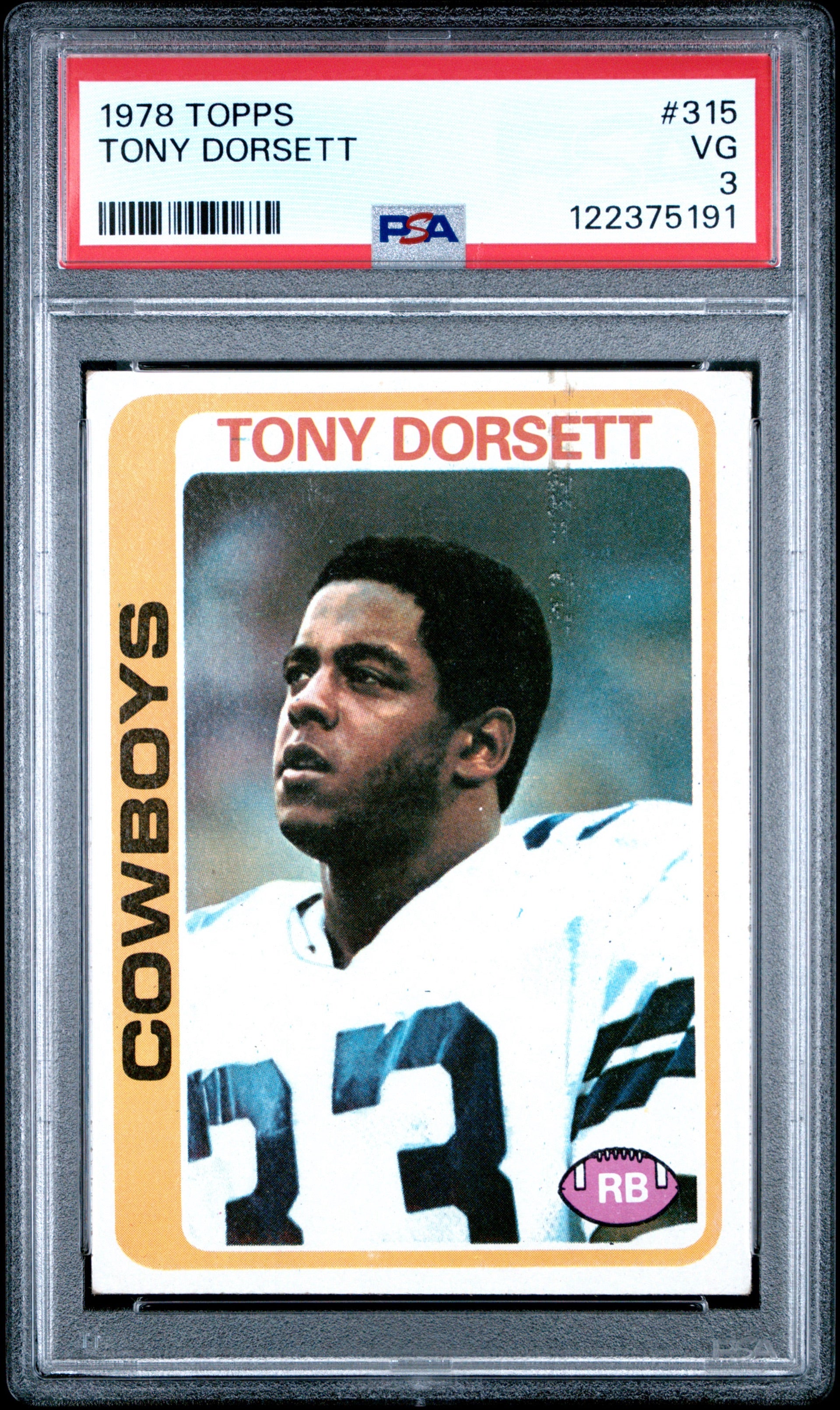 1978 Topps Football Tony Dorsett #315 PSA 3 - VG