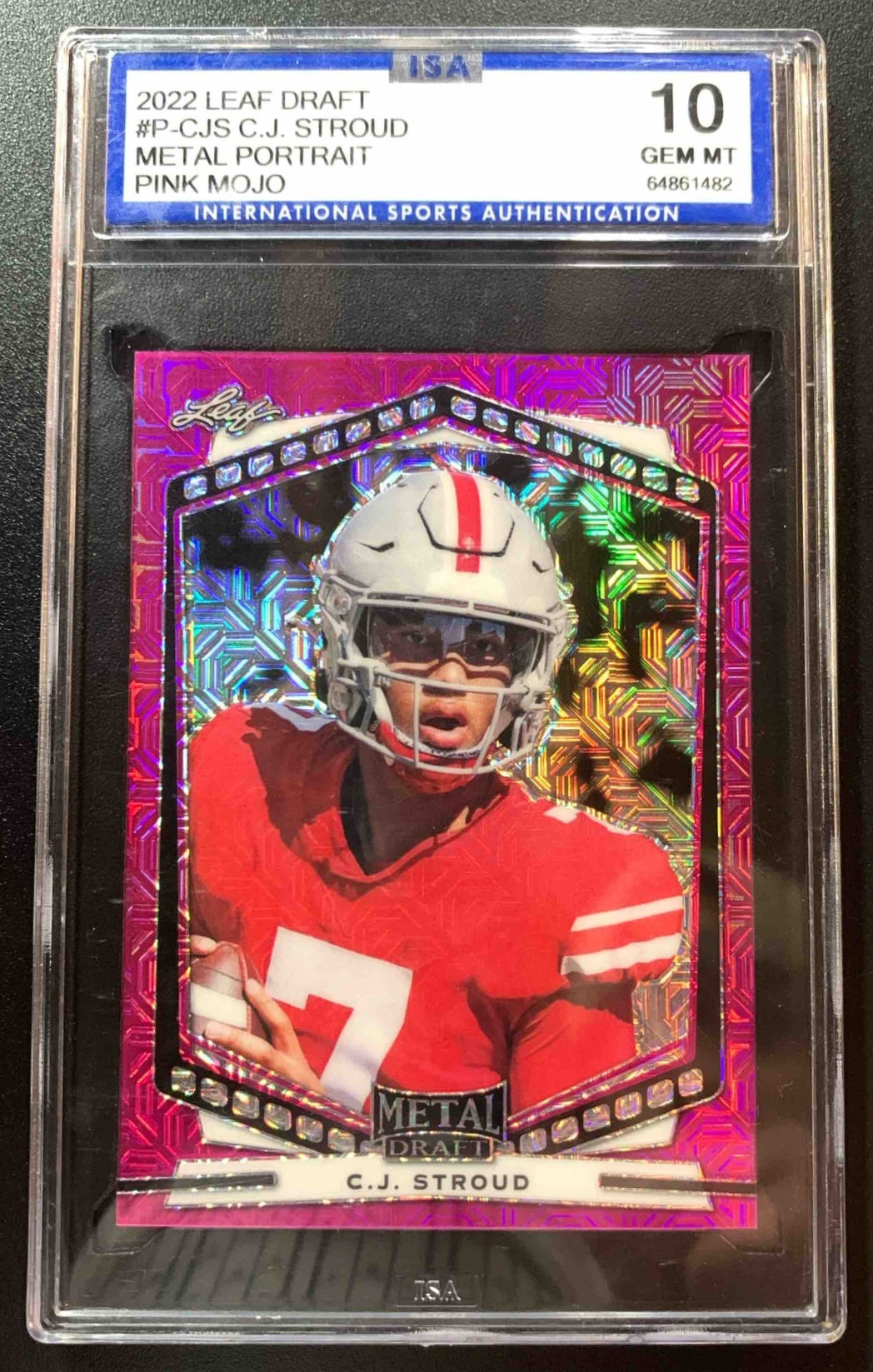 2022 Leaf Draft C.J. Stroud #P-CJS Metal Portrait Mojo Black RC Buckeyes ISA 9
