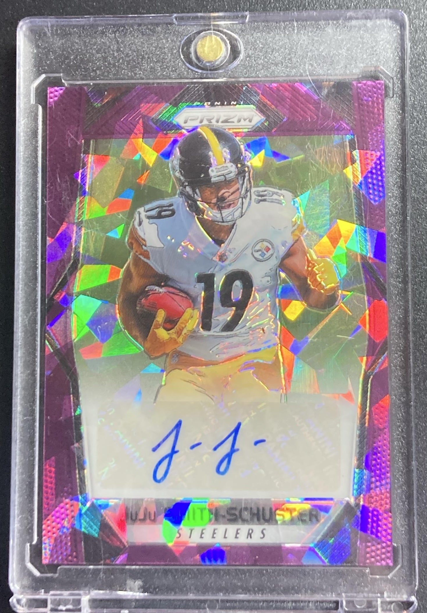 2017 Panini Prizm JuJu Smith-Schuster #RA-JJ Rookie Auto Purple Crystals /75 RC