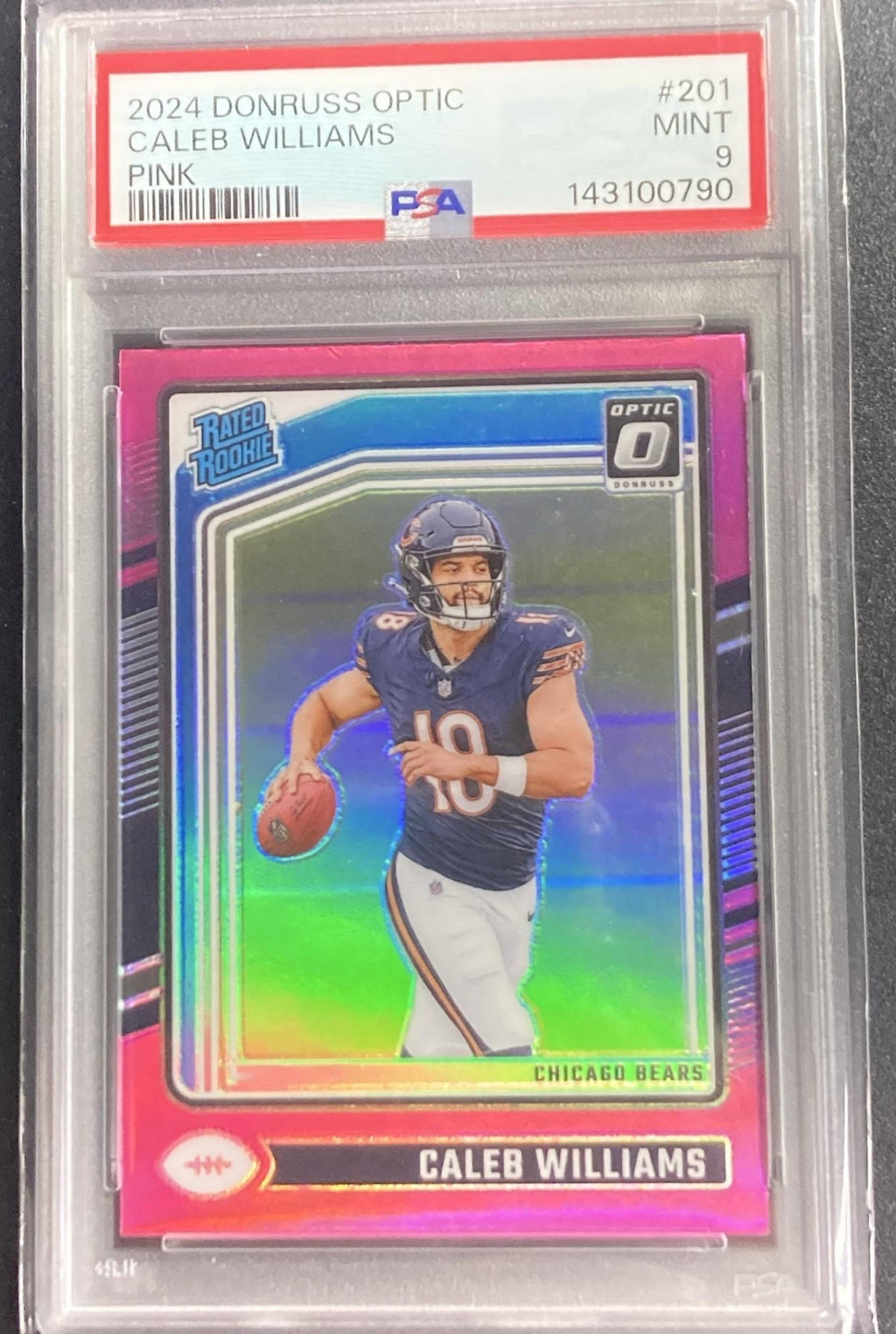 2024 Panini Donruss Optic Caleb Williams #201 Pink Rated Rookie Bears PSA 9
